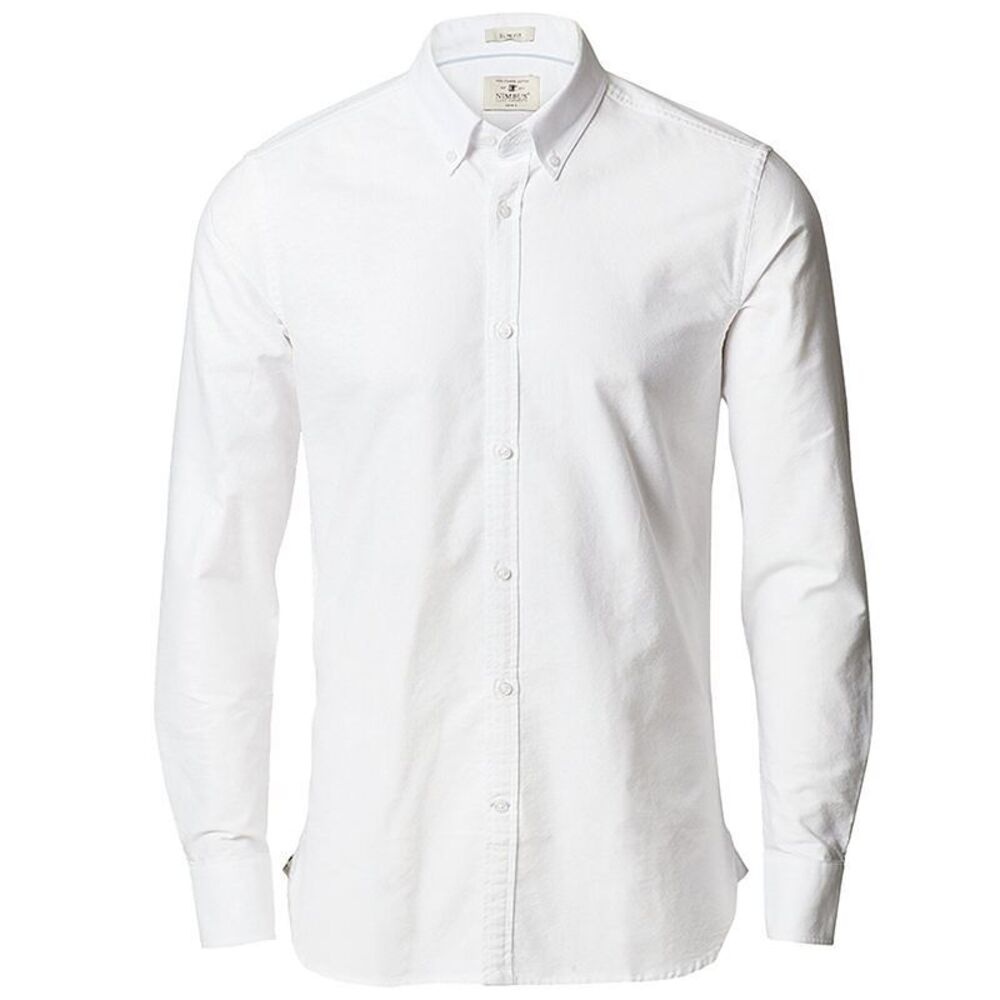 Nimbus Mens Rochester Slim Fit Long Sleeve Oxford Shirt / White